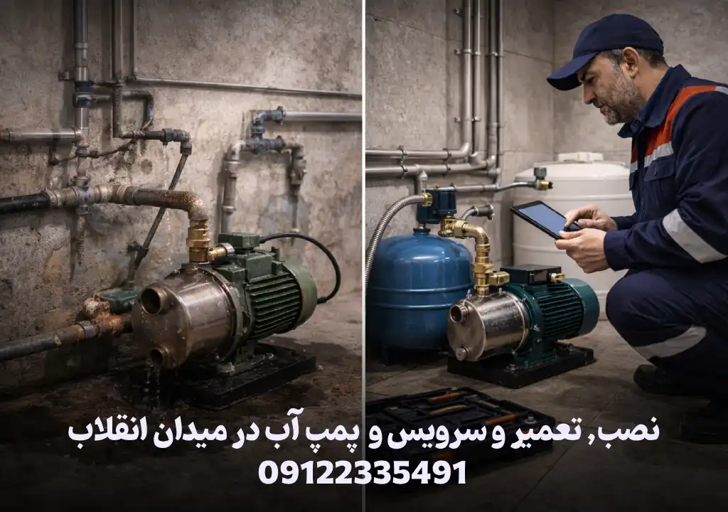 تعمیر پمپ آب در میدان انقلاب